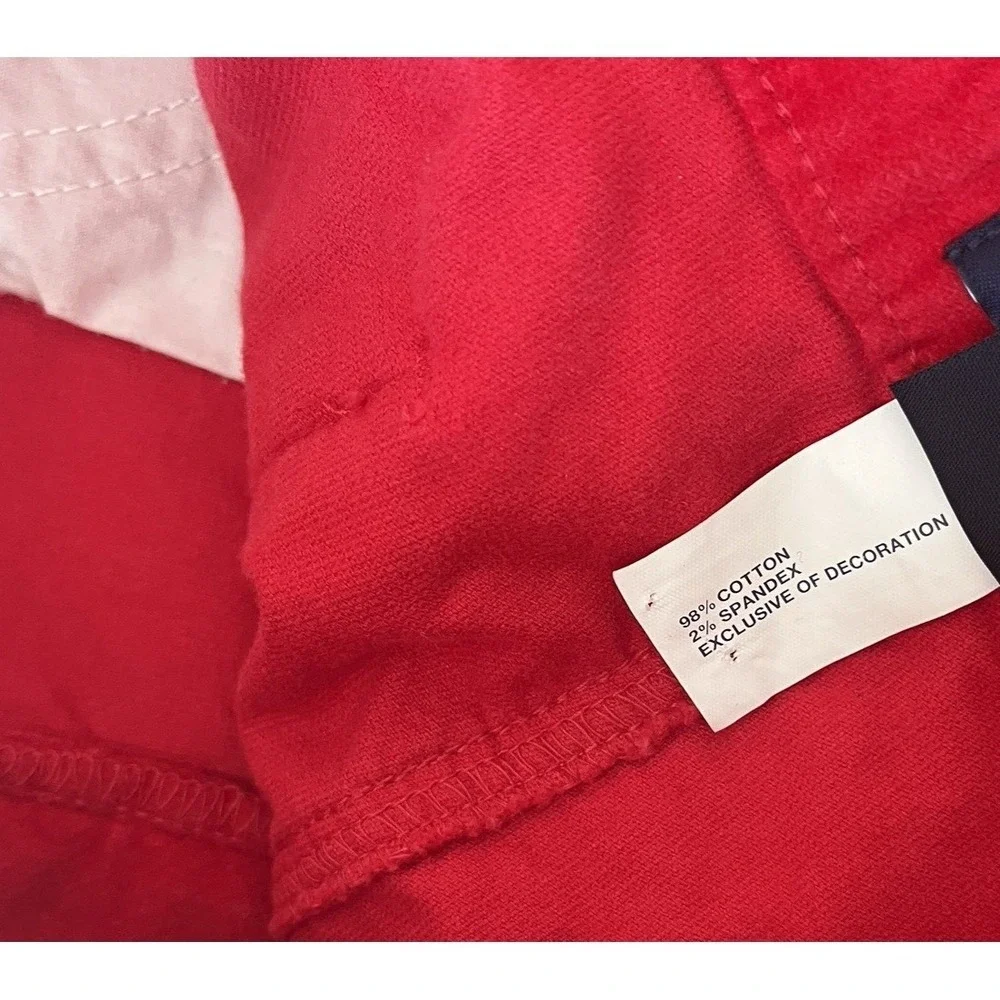 VTG Gap Kids Size 10 Red 98%‎ Cotton Velvet Skirt Fitted Embroidered Flower